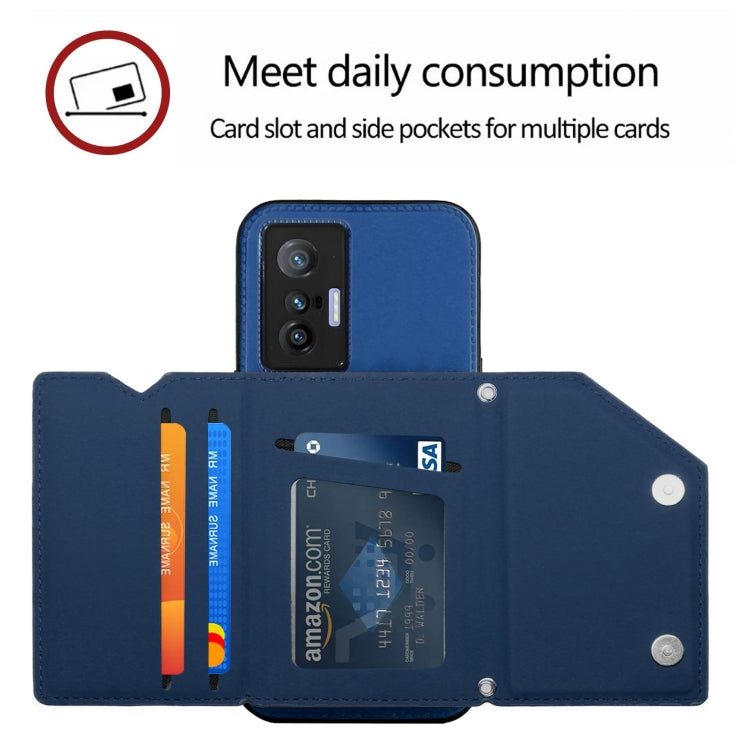 For vivo X70 Skin Feel PU + TPU + PC Back Cover Shockproof Case with Card Slots & Holder & Photo Frame