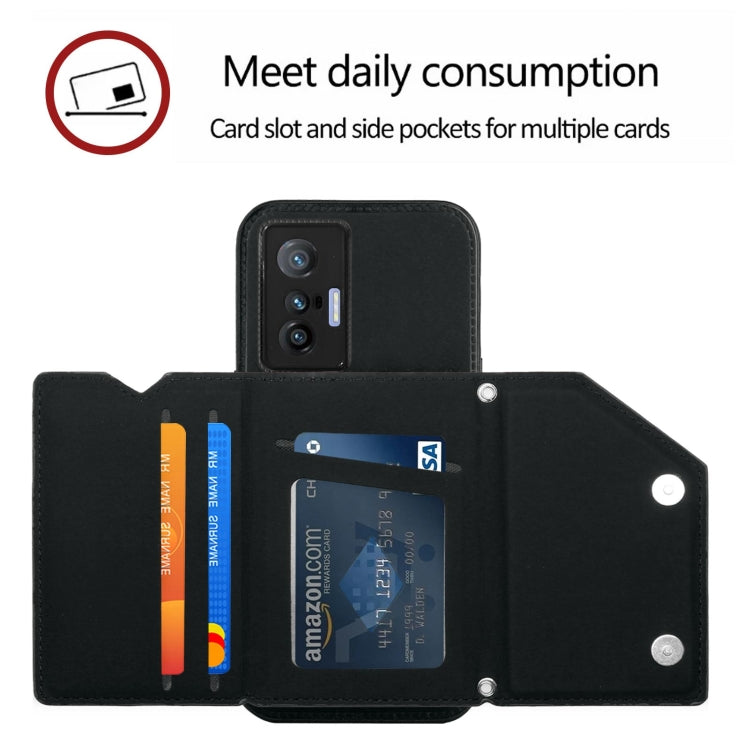 For vivo X70 Skin Feel PU + TPU + PC Back Cover Shockproof Case with Card Slots & Holder & Photo Frame