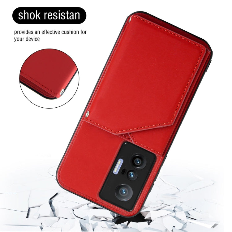 For vivo X70 Skin Feel PU + TPU + PC Back Cover Shockproof Case with Card Slots & Holder & Photo Frame