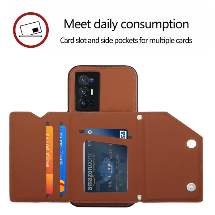 For vivo X70 Pro+ Skin Feel PU + TPU + PC Back Cover Shockproof Case with Card Slots & Holder & Photo Frame