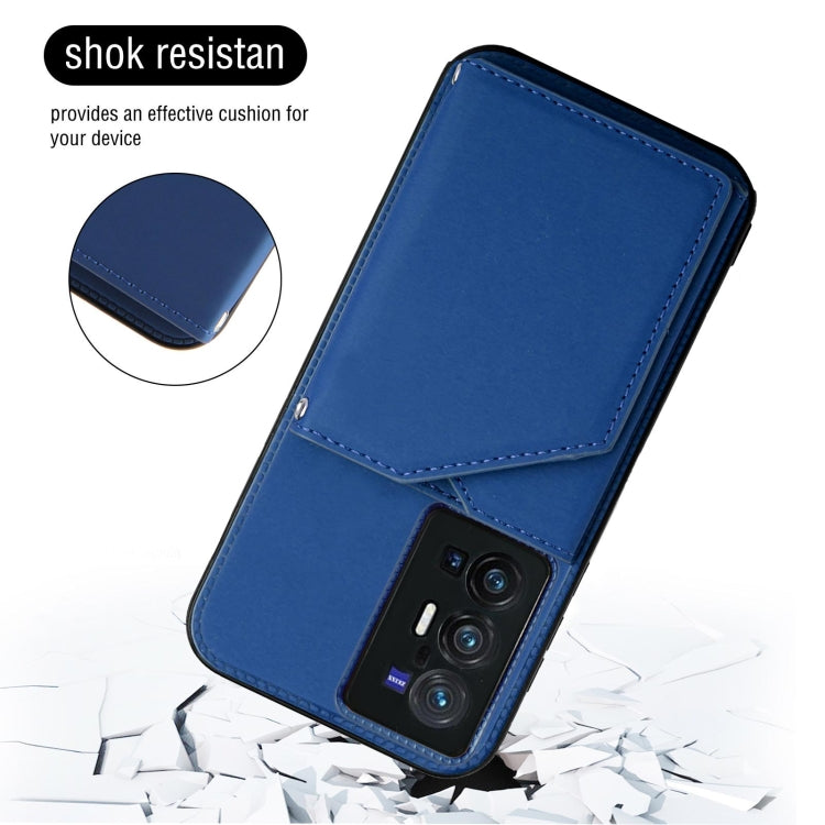 For vivo X70 Pro+ Skin Feel PU + TPU + PC Back Cover Shockproof Case with Card Slots & Holder & Photo Frame