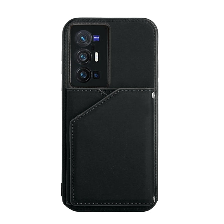 For vivo X70 Pro+ Skin Feel PU + TPU + PC Back Cover Shockproof Case with Card Slots & Holder & Photo Frame