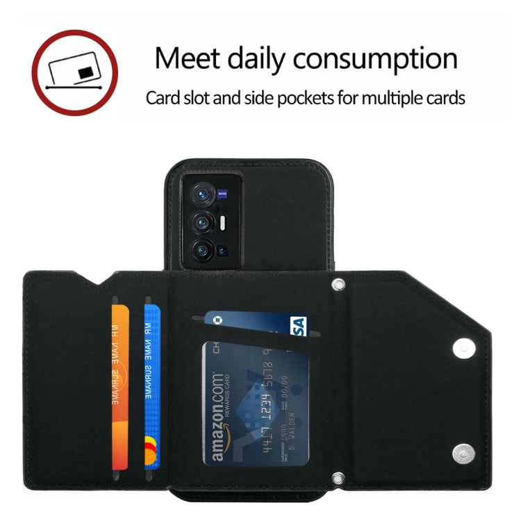 For vivo X70 Pro+ Skin Feel PU + TPU + PC Back Cover Shockproof Case with Card Slots & Holder & Photo Frame