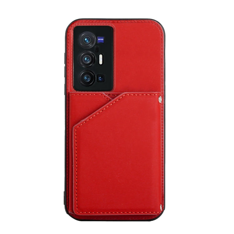 For vivo X70 Pro+ Skin Feel PU + TPU + PC Back Cover Shockproof Case with Card Slots & Holder & Photo Frame