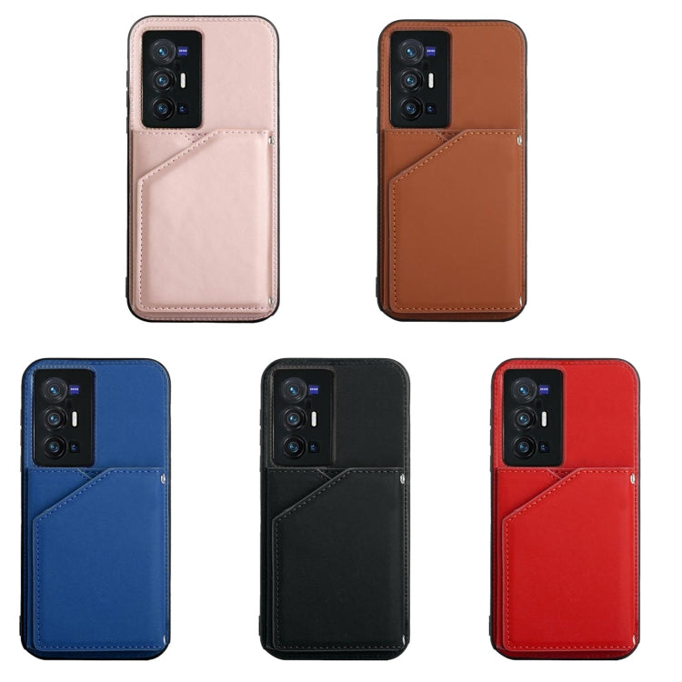 For vivo X70 Pro+ Skin Feel PU + TPU + PC Back Cover Shockproof Case with Card Slots & Holder & Photo Frame