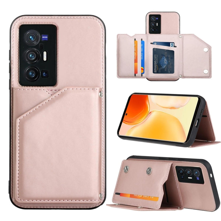 For vivo X70 Pro+ Skin Feel PU + TPU + PC Back Cover Shockproof Case with Card Slots & Holder & Photo Frame