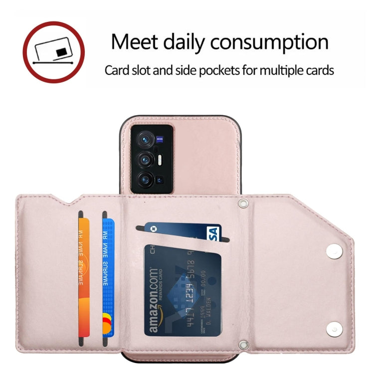 For vivo X70 Pro+ Skin Feel PU + TPU + PC Back Cover Shockproof Case with Card Slots & Holder & Photo Frame