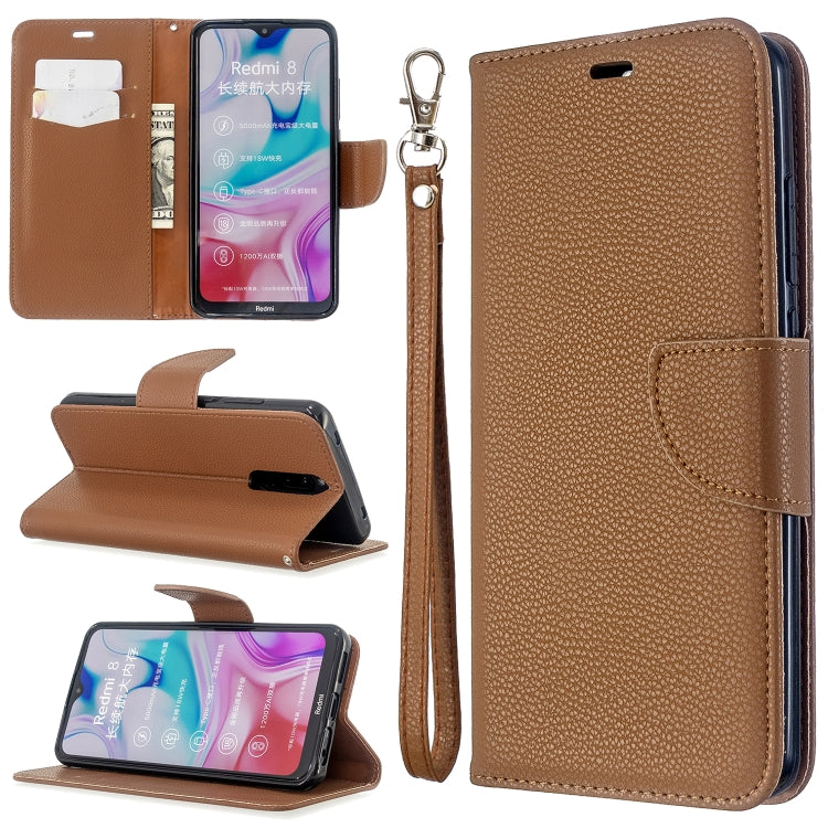 For Xiaomi Redmi  8 Litchi Texture Pure Color Horizontal Flip PU Leather Case with Holder & Card Slots & Wallet & Lanyard