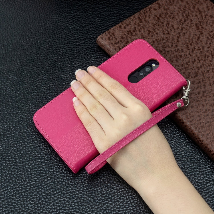 For Xiaomi Redmi  8 Litchi Texture Pure Color Horizontal Flip PU Leather Case with Holder & Card Slots & Wallet & Lanyard