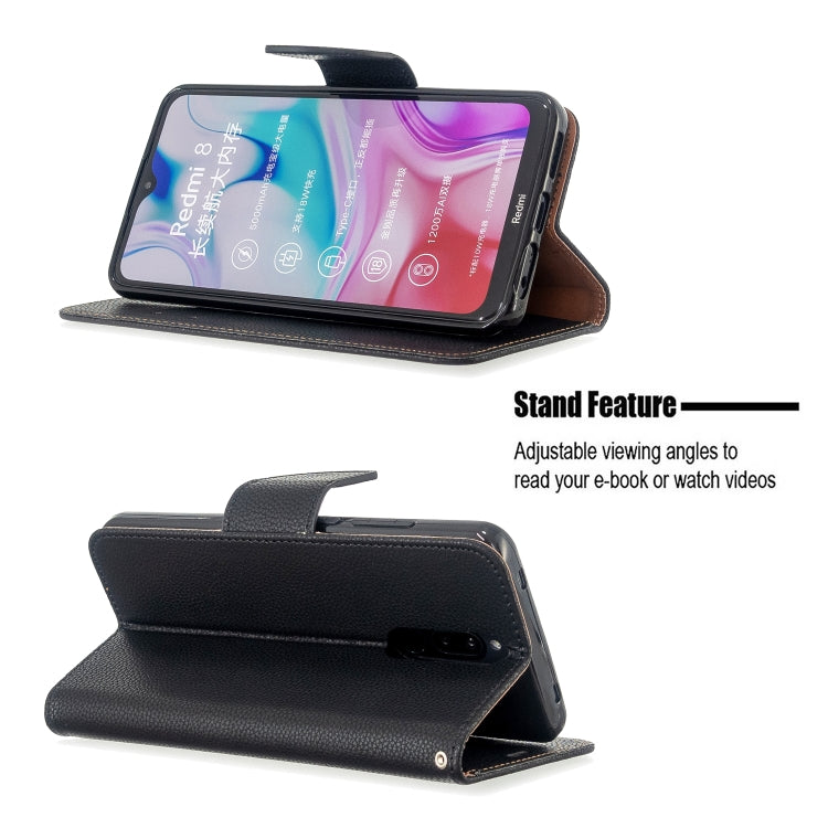 For Xiaomi Redmi  8 Litchi Texture Pure Color Horizontal Flip PU Leather Case with Holder & Card Slots & Wallet & Lanyard