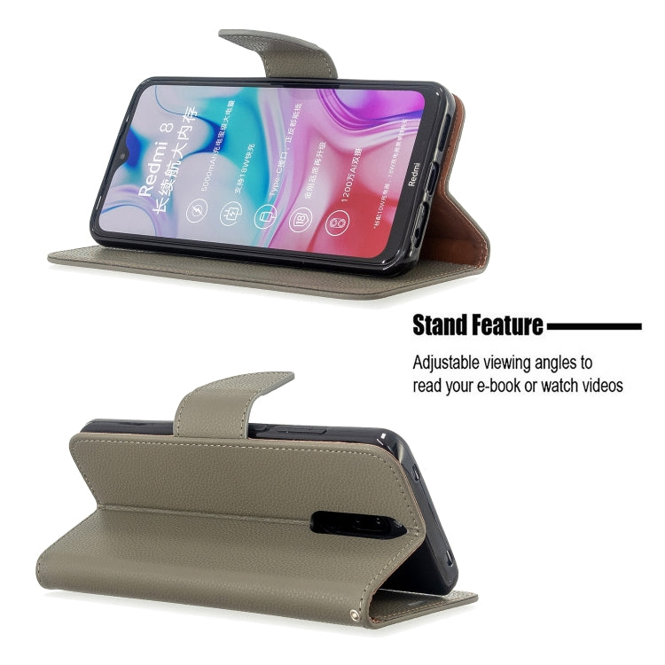 For Xiaomi Redmi  8 Litchi Texture Pure Color Horizontal Flip PU Leather Case with Holder & Card Slots & Wallet & Lanyard