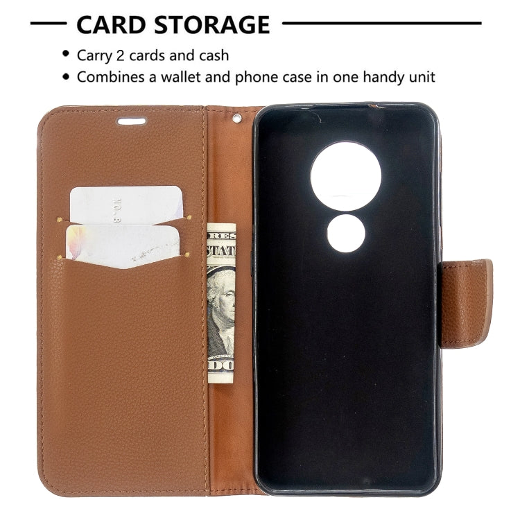 For Nokia 6.2/ 7.2 Litchi Texture Pure Color Horizontal Flip PU Leather Case with Holder & Card Slots & Wallet & Lanyard