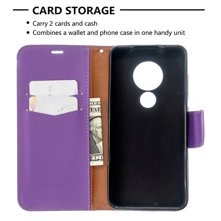 For Nokia 6.2/ 7.2 Litchi Texture Pure Color Horizontal Flip PU Leather Case with Holder & Card Slots & Wallet & Lanyard