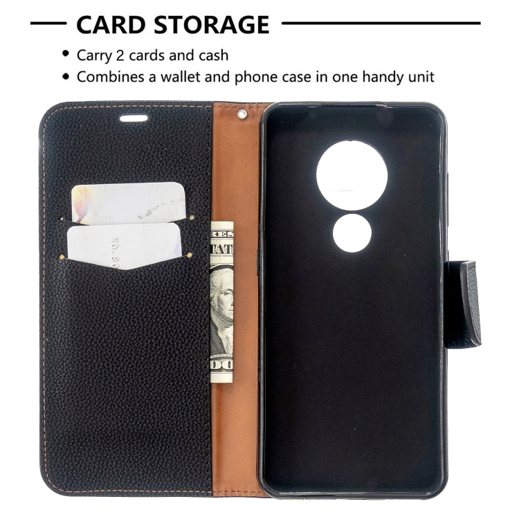 For Nokia 6.2/ 7.2 Litchi Texture Pure Color Horizontal Flip PU Leather Case with Holder & Card Slots & Wallet & Lanyard