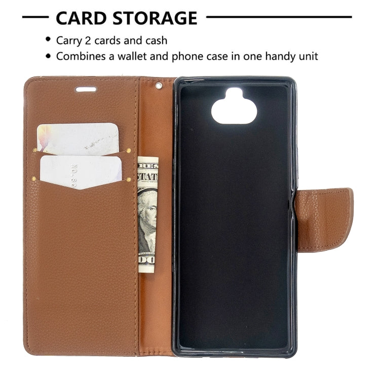 For Sony Xperia 20 Litchi Texture Pure Color Horizontal Flip PU Leather Case with Holder & Card Slots & Wallet & Lanyard