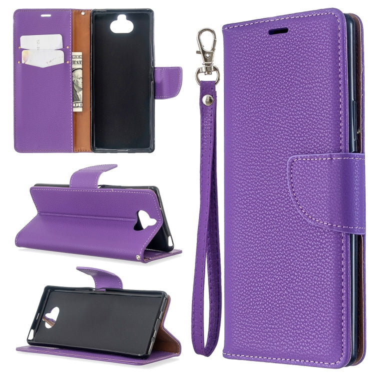 For Sony Xperia 20 Litchi Texture Pure Color Horizontal Flip PU Leather Case with Holder & Card Slots & Wallet & Lanyard