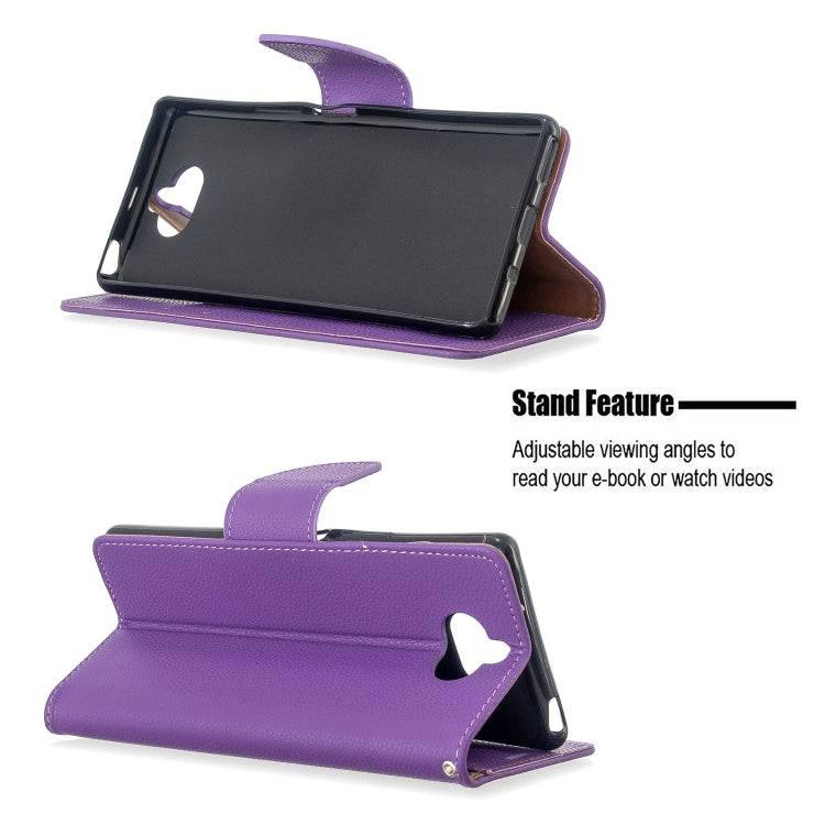 For Sony Xperia 20 Litchi Texture Pure Color Horizontal Flip PU Leather Case with Holder & Card Slots & Wallet & Lanyard
