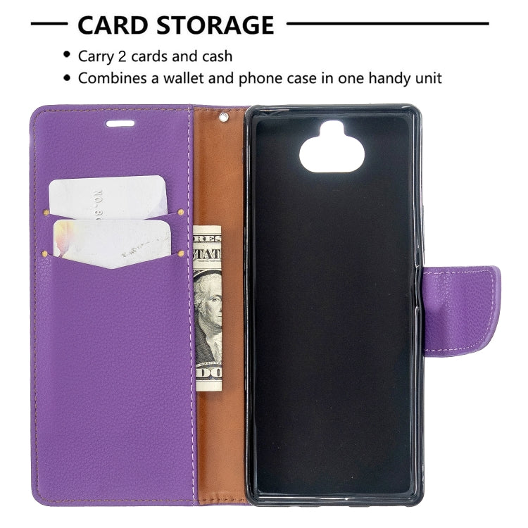 For Sony Xperia 20 Litchi Texture Pure Color Horizontal Flip PU Leather Case with Holder & Card Slots & Wallet & Lanyard