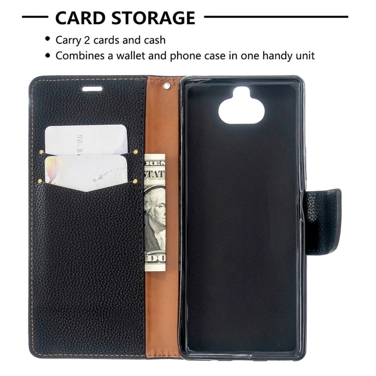 For Sony Xperia 20 Litchi Texture Pure Color Horizontal Flip PU Leather Case with Holder & Card Slots & Wallet & Lanyard