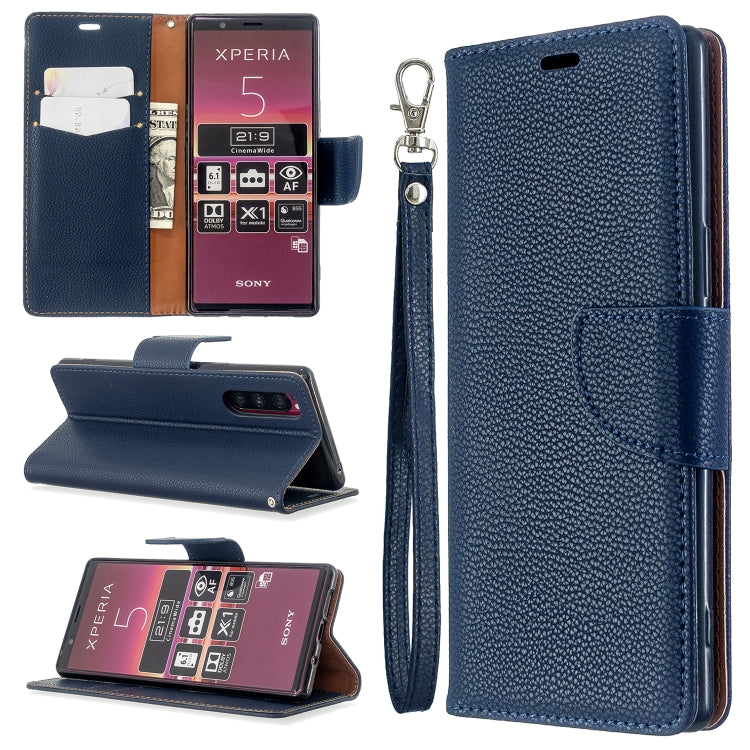 For Sony Xperia 5 / XZ5 Litchi Texture Pure Color Horizontal Flip PU Leather Case with Holder & Card Slots & Wallet & Lanyard