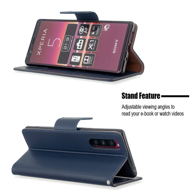For Sony Xperia 5 / XZ5 Litchi Texture Pure Color Horizontal Flip PU Leather Case with Holder & Card Slots & Wallet & Lanyard