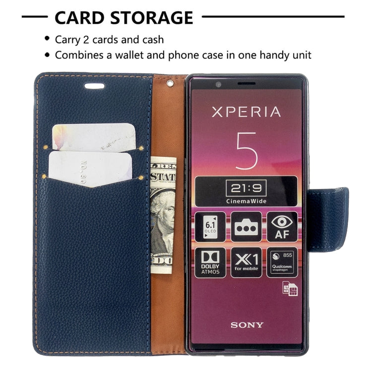 For Sony Xperia 5 / XZ5 Litchi Texture Pure Color Horizontal Flip PU Leather Case with Holder & Card Slots & Wallet & Lanyard