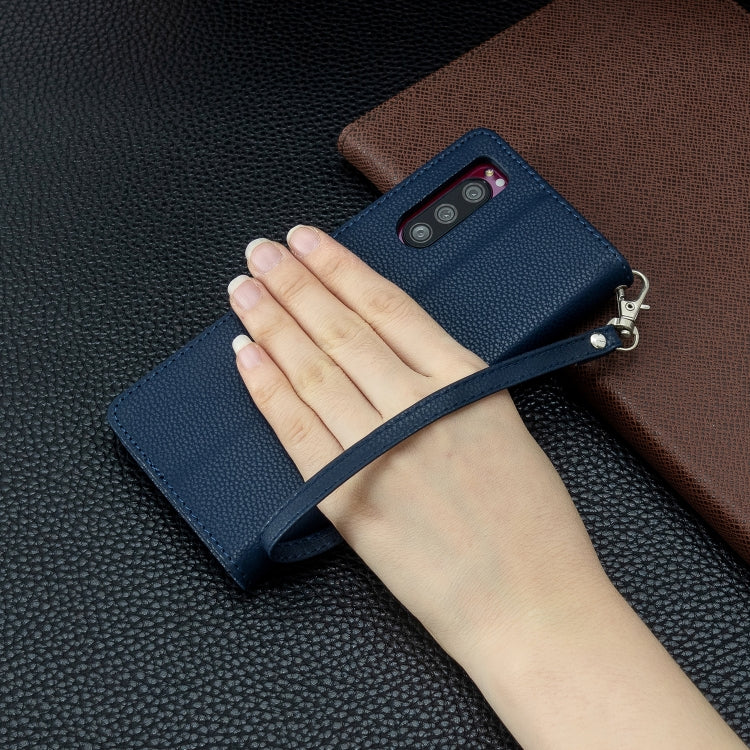 For Sony Xperia 5 / XZ5 Litchi Texture Pure Color Horizontal Flip PU Leather Case with Holder & Card Slots & Wallet & Lanyard