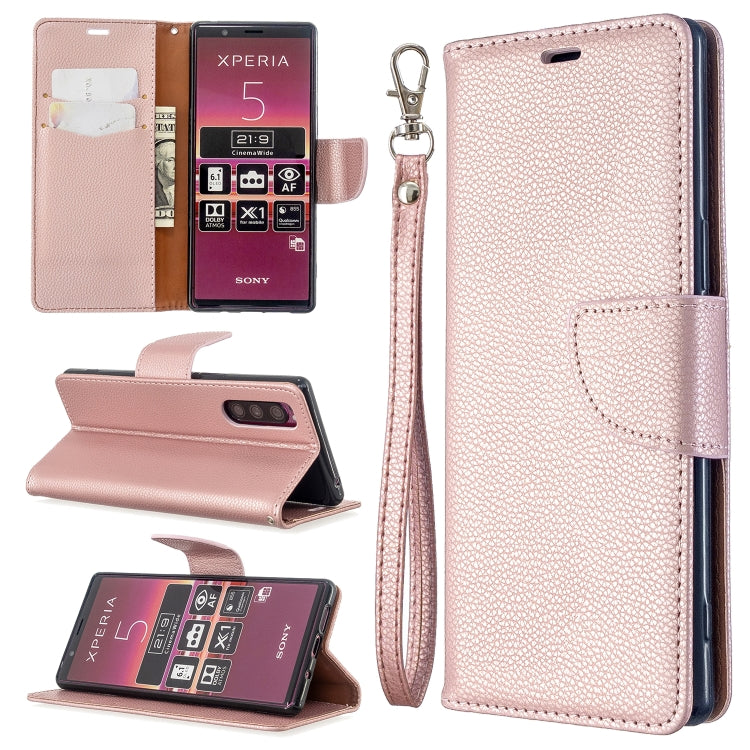 For Sony Xperia 5 / XZ5 Litchi Texture Pure Color Horizontal Flip PU Leather Case with Holder & Card Slots & Wallet & Lanyard