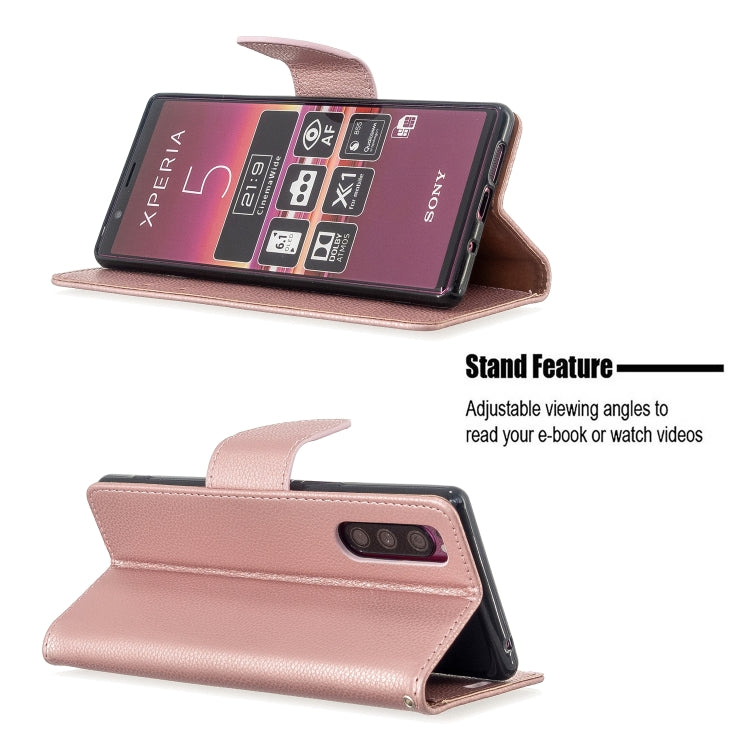 For Sony Xperia 5 / XZ5 Litchi Texture Pure Color Horizontal Flip PU Leather Case with Holder & Card Slots & Wallet & Lanyard