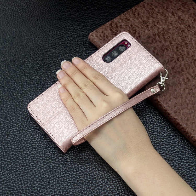 For Sony Xperia 5 / XZ5 Litchi Texture Pure Color Horizontal Flip PU Leather Case with Holder & Card Slots & Wallet & Lanyard