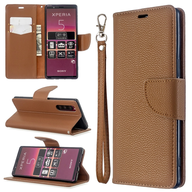 For Sony Xperia 5 / XZ5 Litchi Texture Pure Color Horizontal Flip PU Leather Case with Holder & Card Slots & Wallet & Lanyard