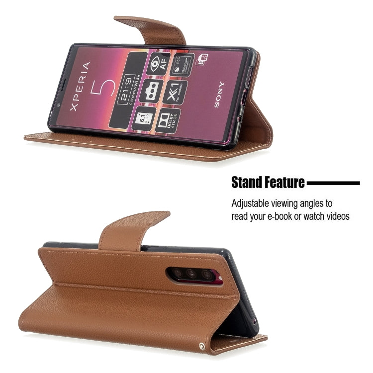 For Sony Xperia 5 / XZ5 Litchi Texture Pure Color Horizontal Flip PU Leather Case with Holder & Card Slots & Wallet & Lanyard