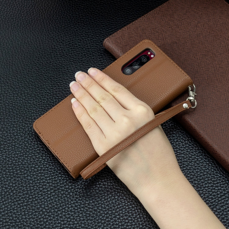 For Sony Xperia 5 / XZ5 Litchi Texture Pure Color Horizontal Flip PU Leather Case with Holder & Card Slots & Wallet & Lanyard
