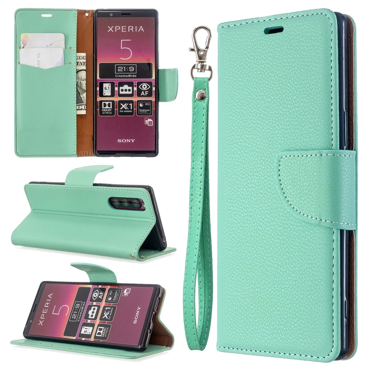 For Sony Xperia 5 / XZ5 Litchi Texture Pure Color Horizontal Flip PU Leather Case with Holder & Card Slots & Wallet & Lanyard