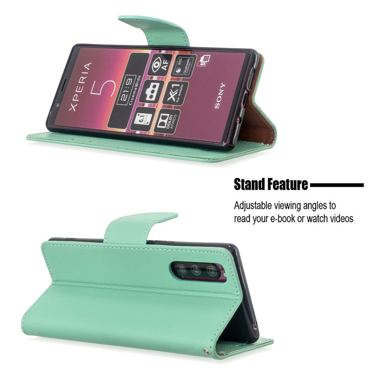 For Sony Xperia 5 / XZ5 Litchi Texture Pure Color Horizontal Flip PU Leather Case with Holder & Card Slots & Wallet & Lanyard