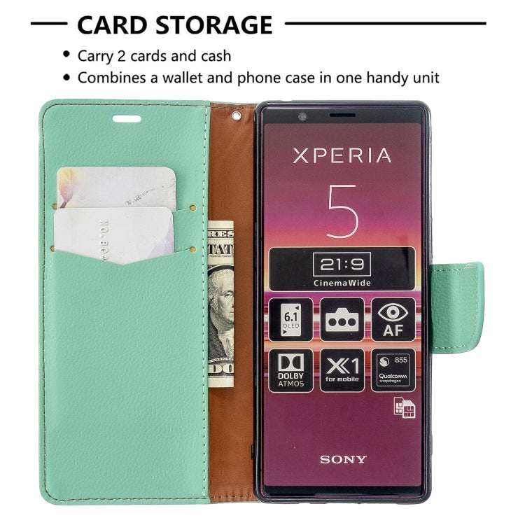 For Sony Xperia 5 / XZ5 Litchi Texture Pure Color Horizontal Flip PU Leather Case with Holder & Card Slots & Wallet & Lanyard