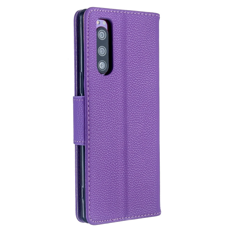 For Sony Xperia 5 / XZ5 Litchi Texture Pure Color Horizontal Flip PU Leather Case with Holder & Card Slots & Wallet & Lanyard