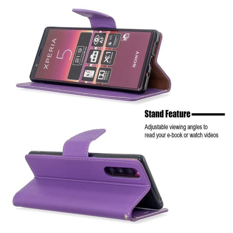 For Sony Xperia 5 / XZ5 Litchi Texture Pure Color Horizontal Flip PU Leather Case with Holder & Card Slots & Wallet & Lanyard