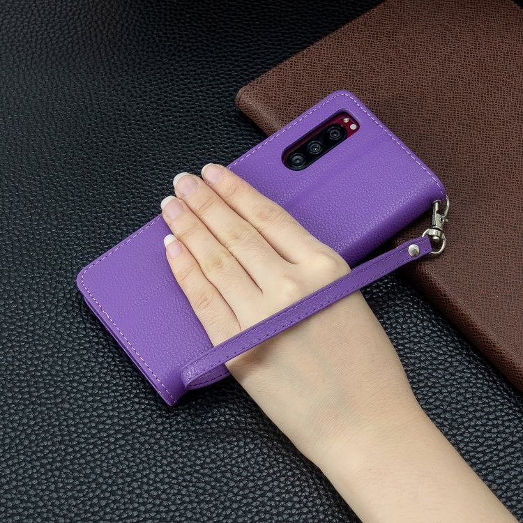 For Sony Xperia 5 / XZ5 Litchi Texture Pure Color Horizontal Flip PU Leather Case with Holder & Card Slots & Wallet & Lanyard