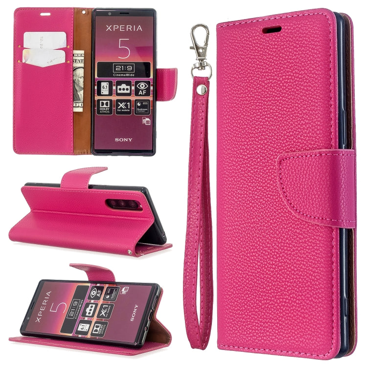 For Sony Xperia 5 / XZ5 Litchi Texture Pure Color Horizontal Flip PU Leather Case with Holder & Card Slots & Wallet & Lanyard