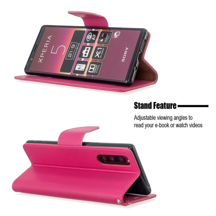 For Sony Xperia 5 / XZ5 Litchi Texture Pure Color Horizontal Flip PU Leather Case with Holder & Card Slots & Wallet & Lanyard