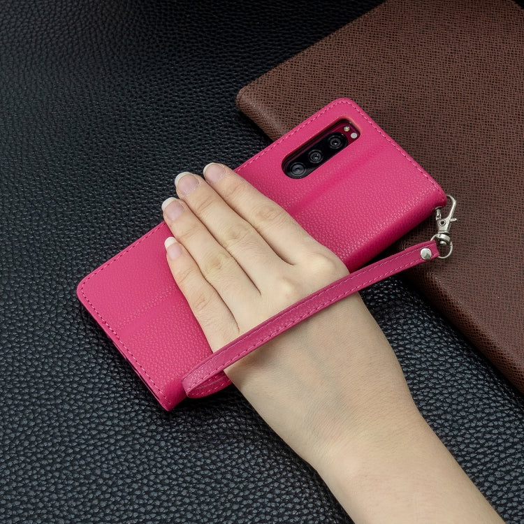 For Sony Xperia 5 / XZ5 Litchi Texture Pure Color Horizontal Flip PU Leather Case with Holder & Card Slots & Wallet & Lanyard
