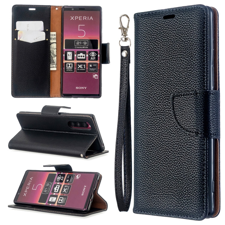 For Sony Xperia 5 / XZ5 Litchi Texture Pure Color Horizontal Flip PU Leather Case with Holder & Card Slots & Wallet & Lanyard