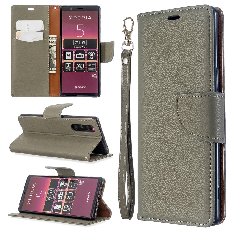 For Sony Xperia 5 / XZ5 Litchi Texture Pure Color Horizontal Flip PU Leather Case with Holder & Card Slots & Wallet & Lanyard