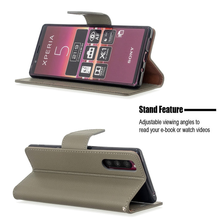 For Sony Xperia 5 / XZ5 Litchi Texture Pure Color Horizontal Flip PU Leather Case with Holder & Card Slots & Wallet & Lanyard
