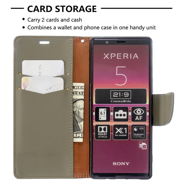 For Sony Xperia 5 / XZ5 Litchi Texture Pure Color Horizontal Flip PU Leather Case with Holder & Card Slots & Wallet & Lanyard