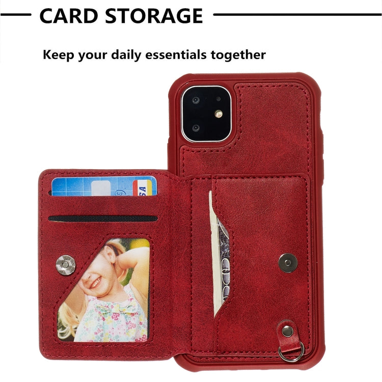 For iPhone 11 Sunflower Embossing Pattern PU + TPU Case with Holder & Card Slots & Photo Frame & Lanyard