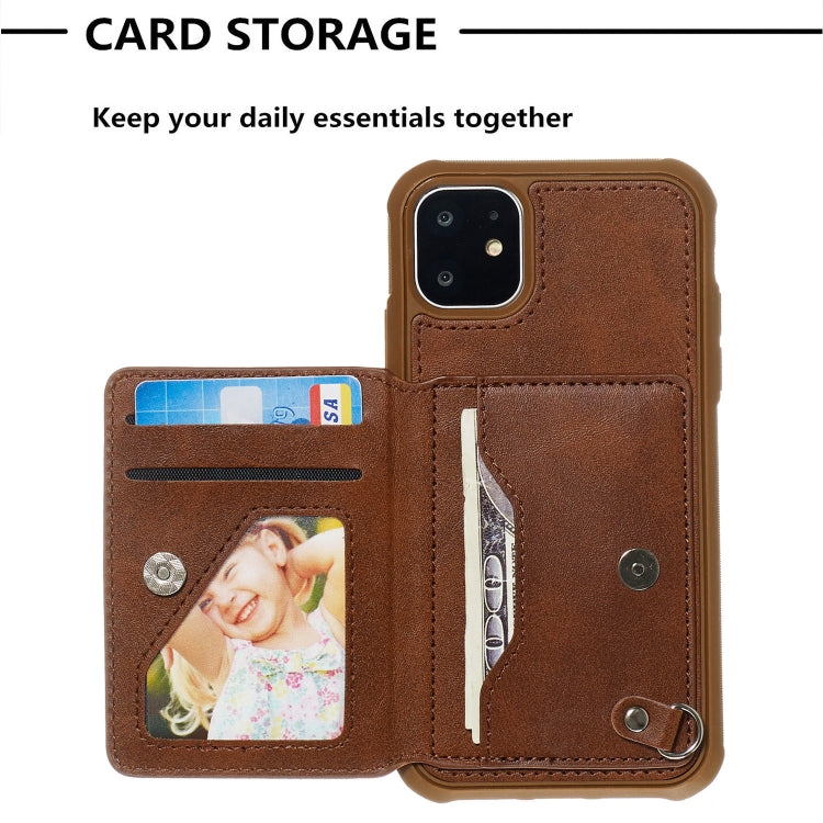 For iPhone 11 Sunflower Embossing Pattern PU + TPU Case with Holder & Card Slots & Photo Frame & Lanyard