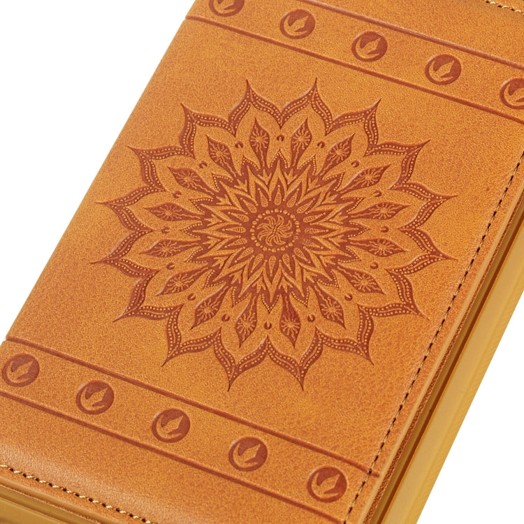 For iPhone 11 Sunflower Embossing Pattern PU + TPU Case with Holder & Card Slots & Photo Frame & Lanyard