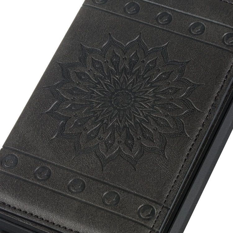 For iPhone 11 Sunflower Embossing Pattern PU + TPU Case with Holder & Card Slots & Photo Frame & Lanyard